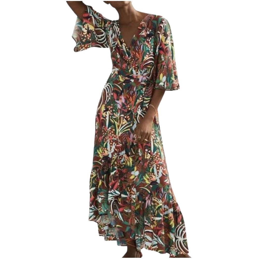 Farm Rio Fiesta Wrap Maxi Dress Anthropologie Floral M